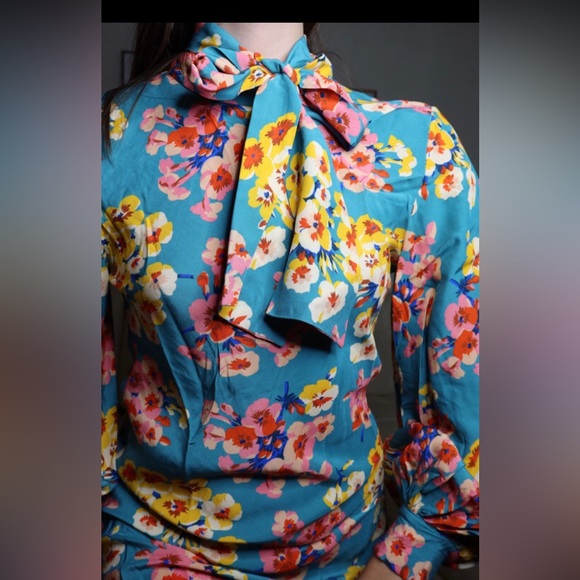 Paul & Joe Turquoise Floral Maxi with neck tie - Picture 6 of 13